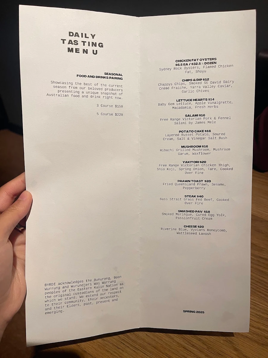 Menu, Byrdi