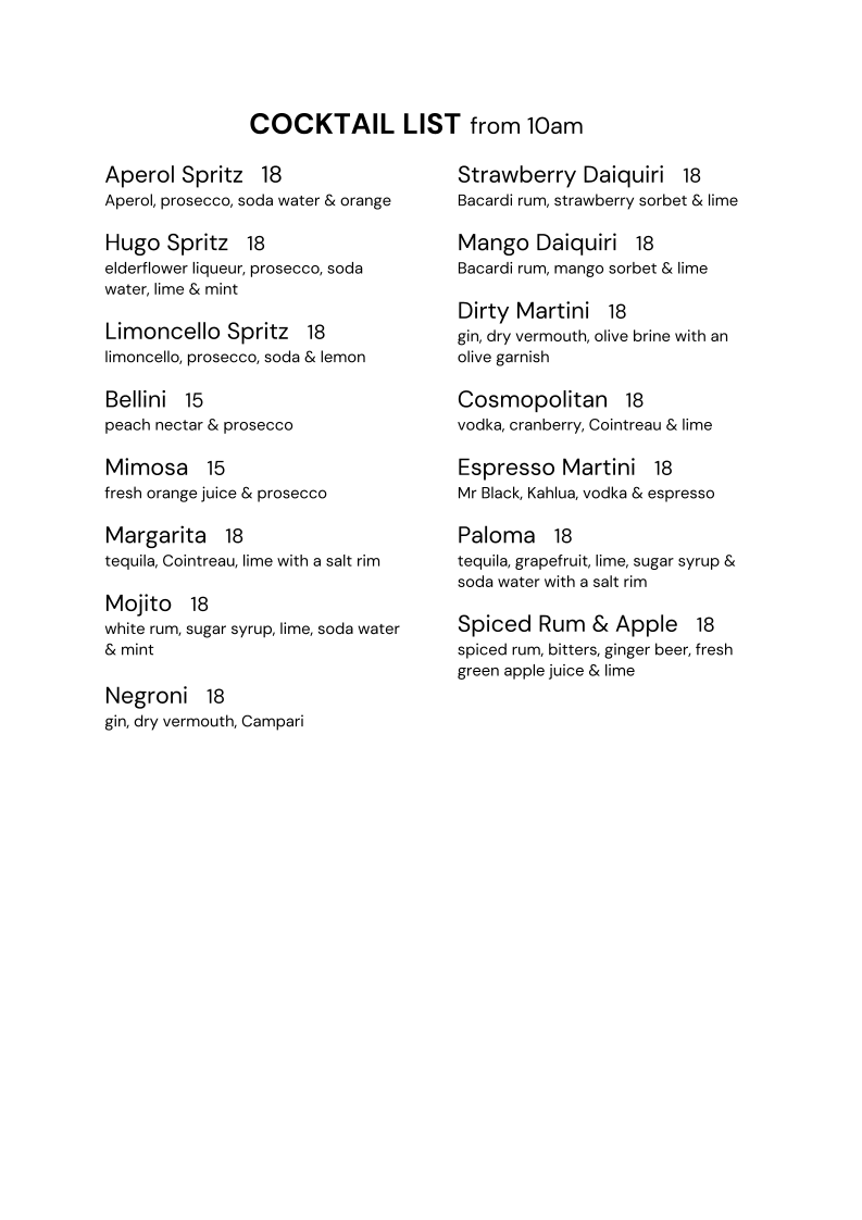 Menu, Chicken & Fishhead - Cafe and Store