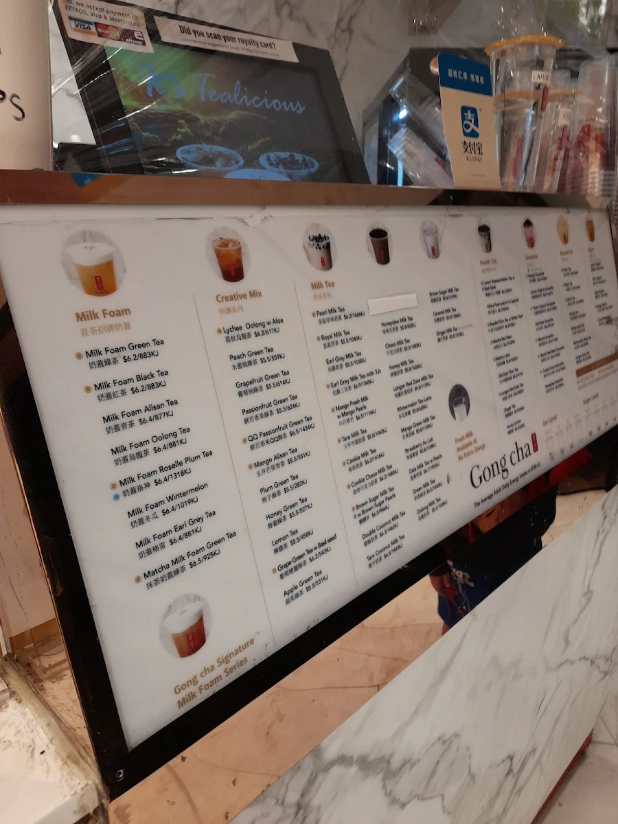 Menu, Gong Cha Canley Vale
