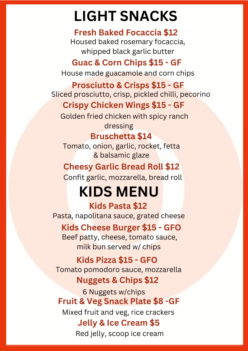 Menu, The Orchard