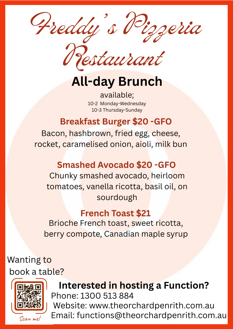 Menu, The Orchard