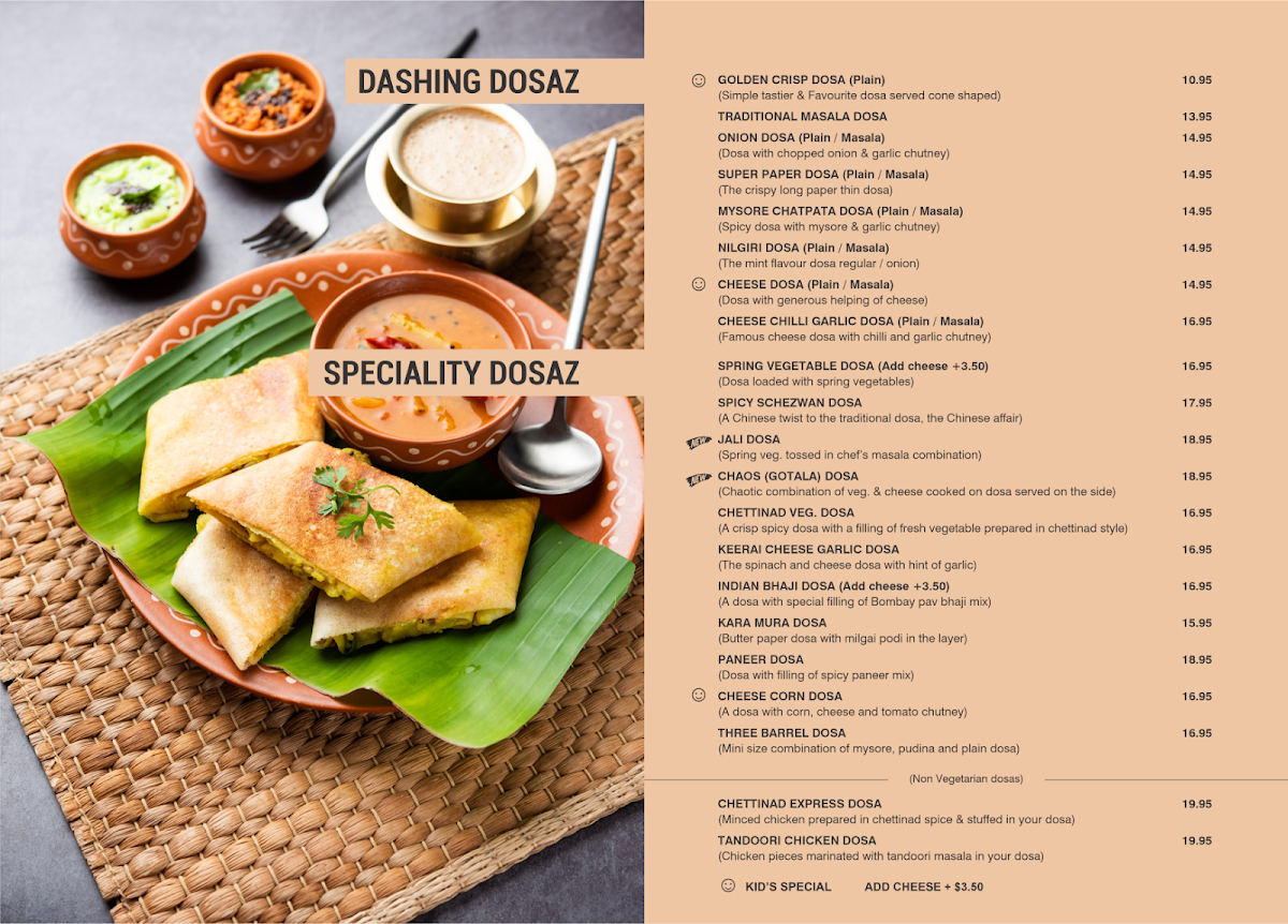 Menu, Sankalp Restaurant