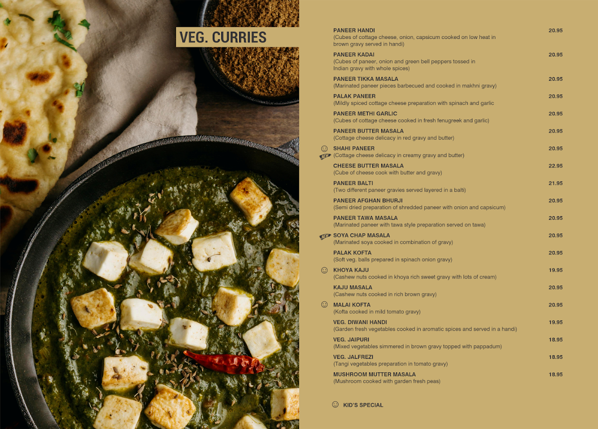 Menu, Sankalp Restaurant