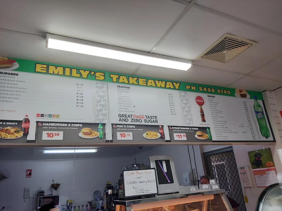 Menu, Emily's Takeaway