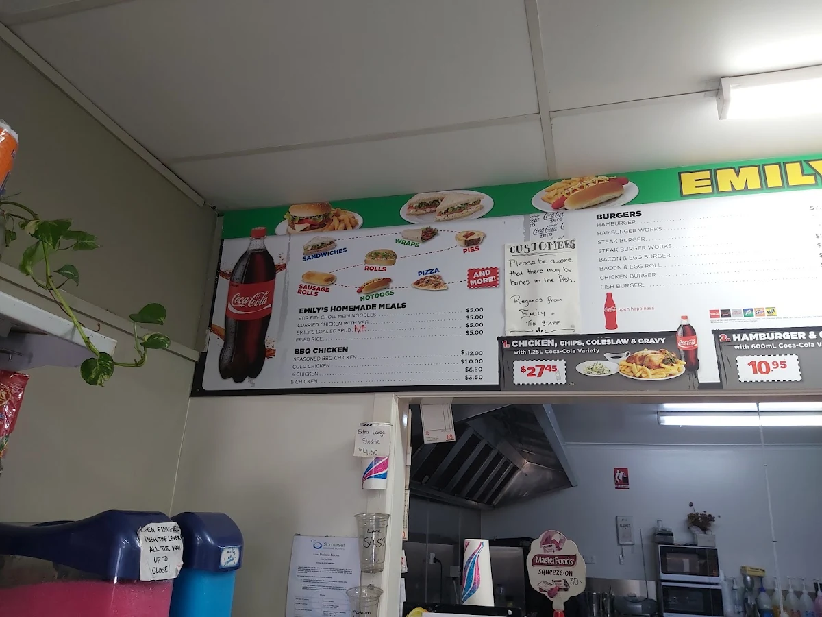 Menu, Emily's Takeaway