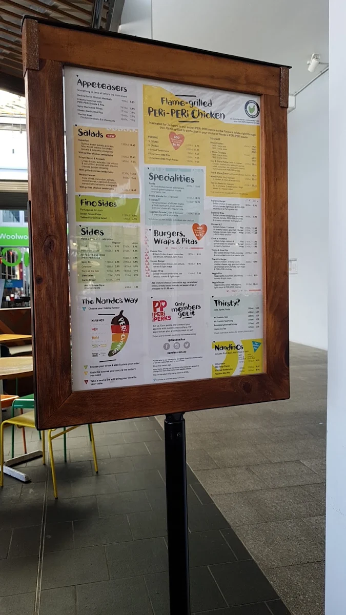 Menu, Nando's Springfield Lakes