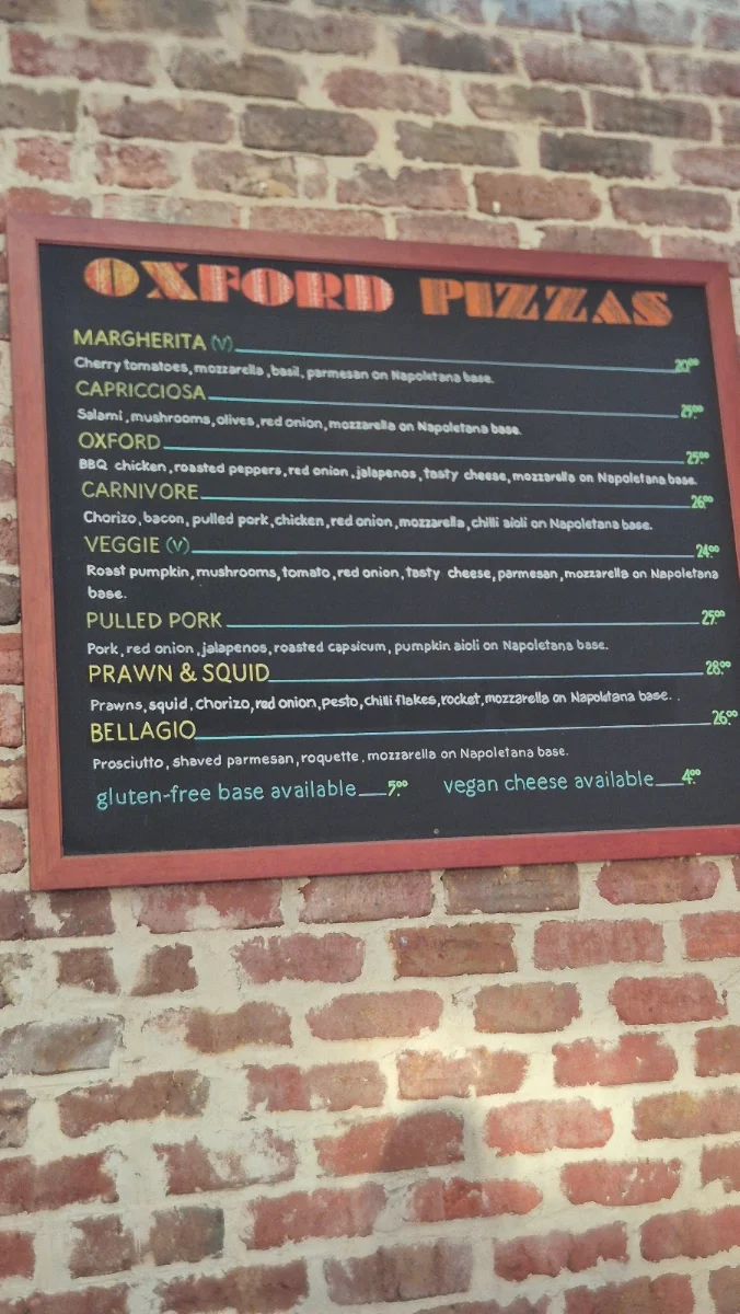 Menu, The Oxford Hotel