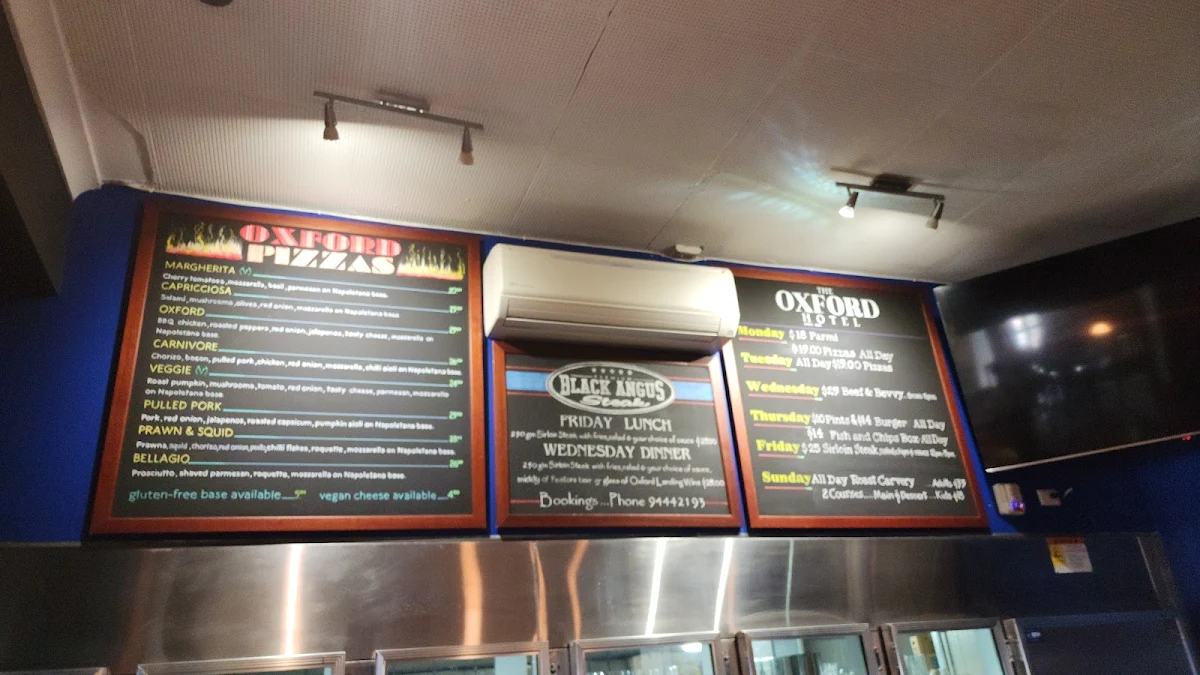 Menu, The Oxford Hotel