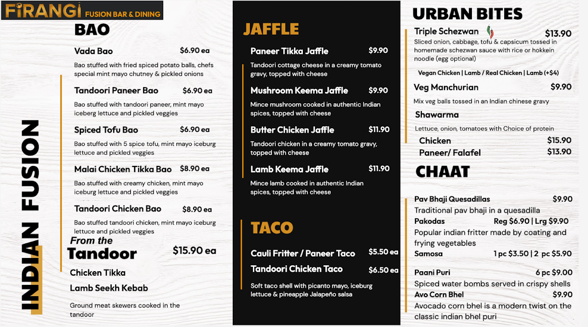 Menu, FIRANGI by asap eats