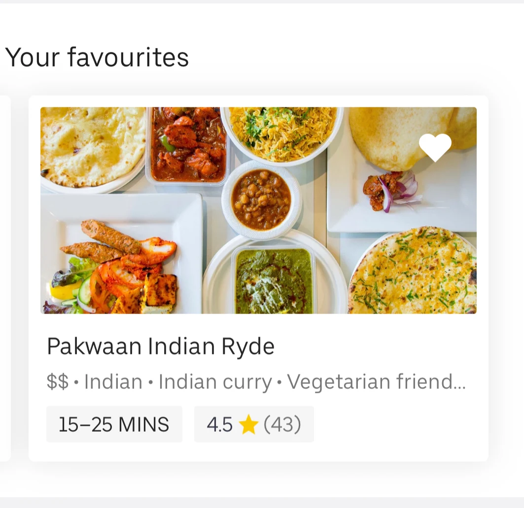 Menu, Pakwaan Indian Top Ryde