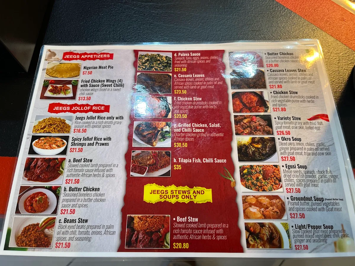 Menu, Aseda Jeegs