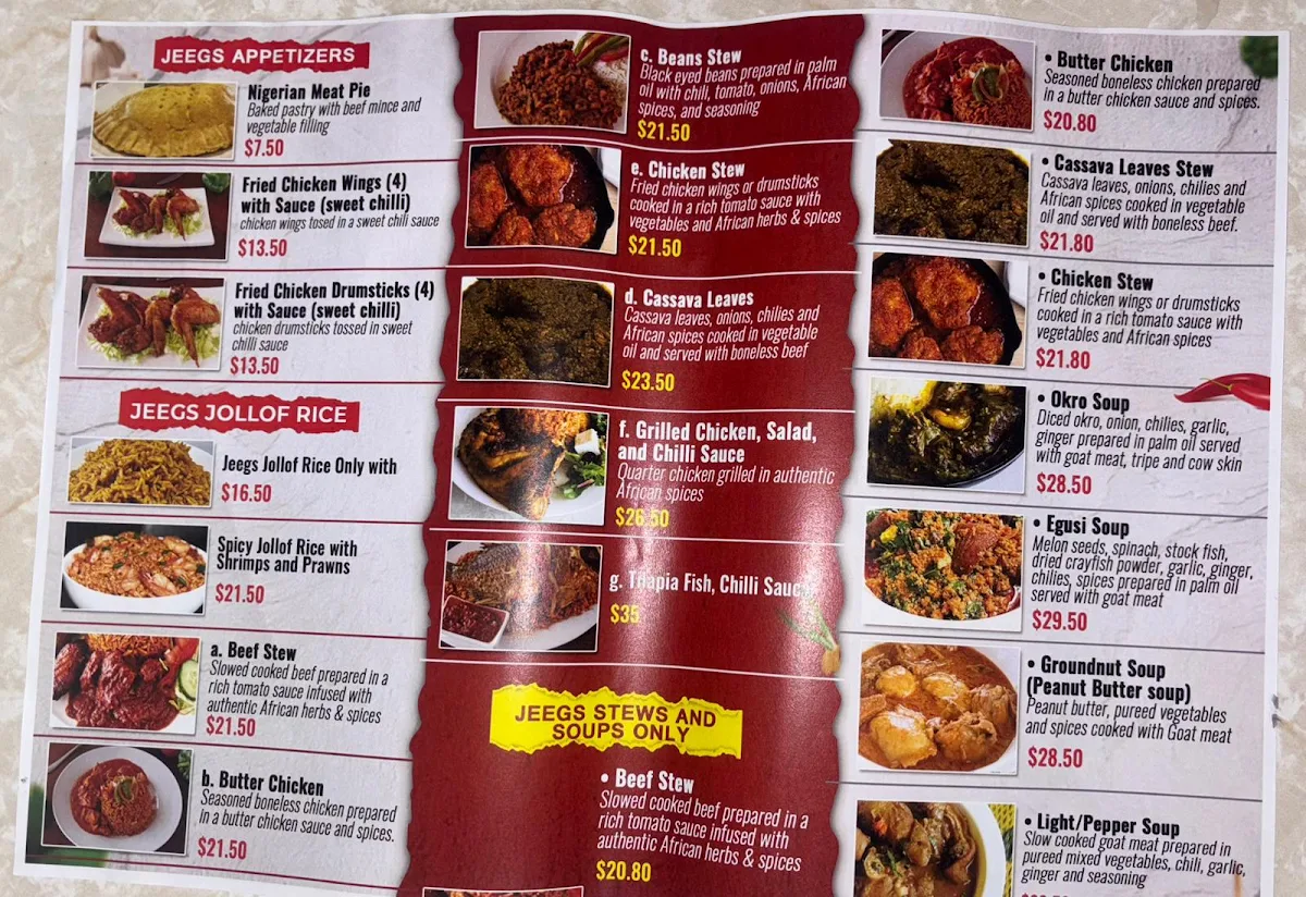 Menu, Aseda Jeegs
