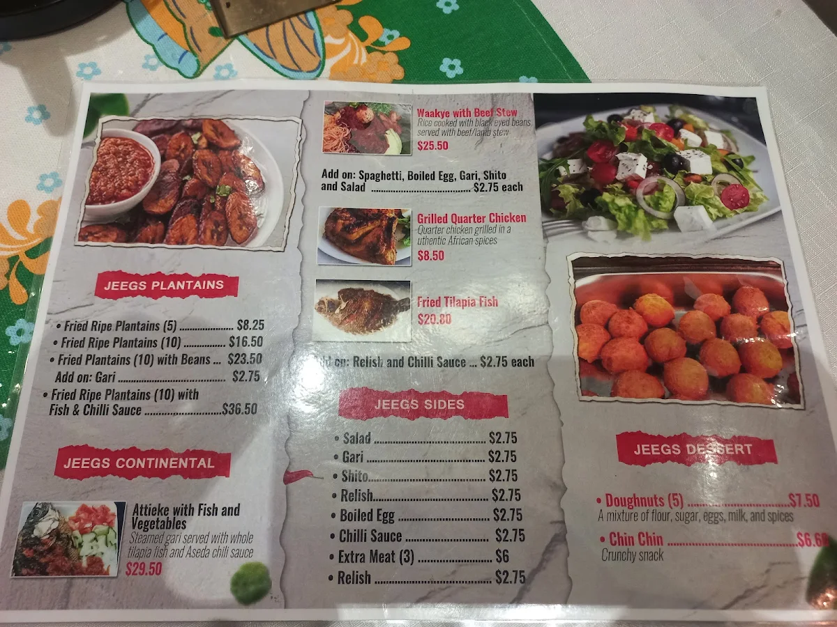 Menu, Aseda Jeegs