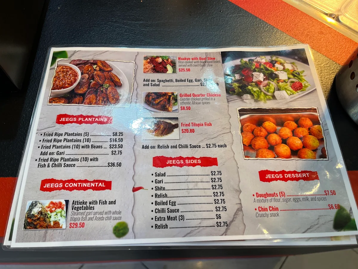 Menu, Aseda Jeegs