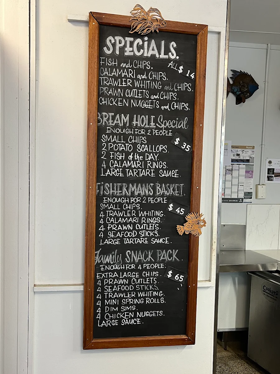 Menu, The Bream Hole