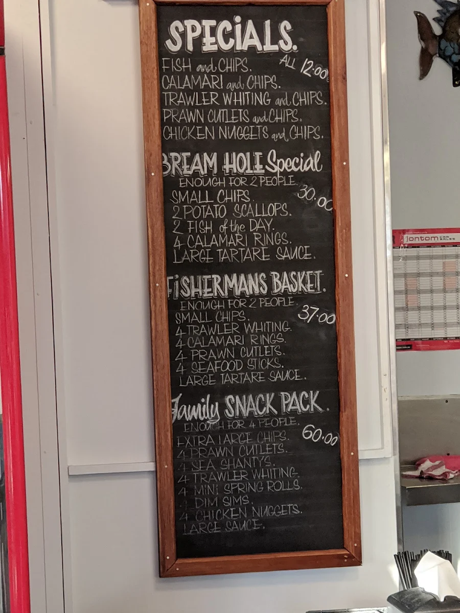 Menu, The Bream Hole