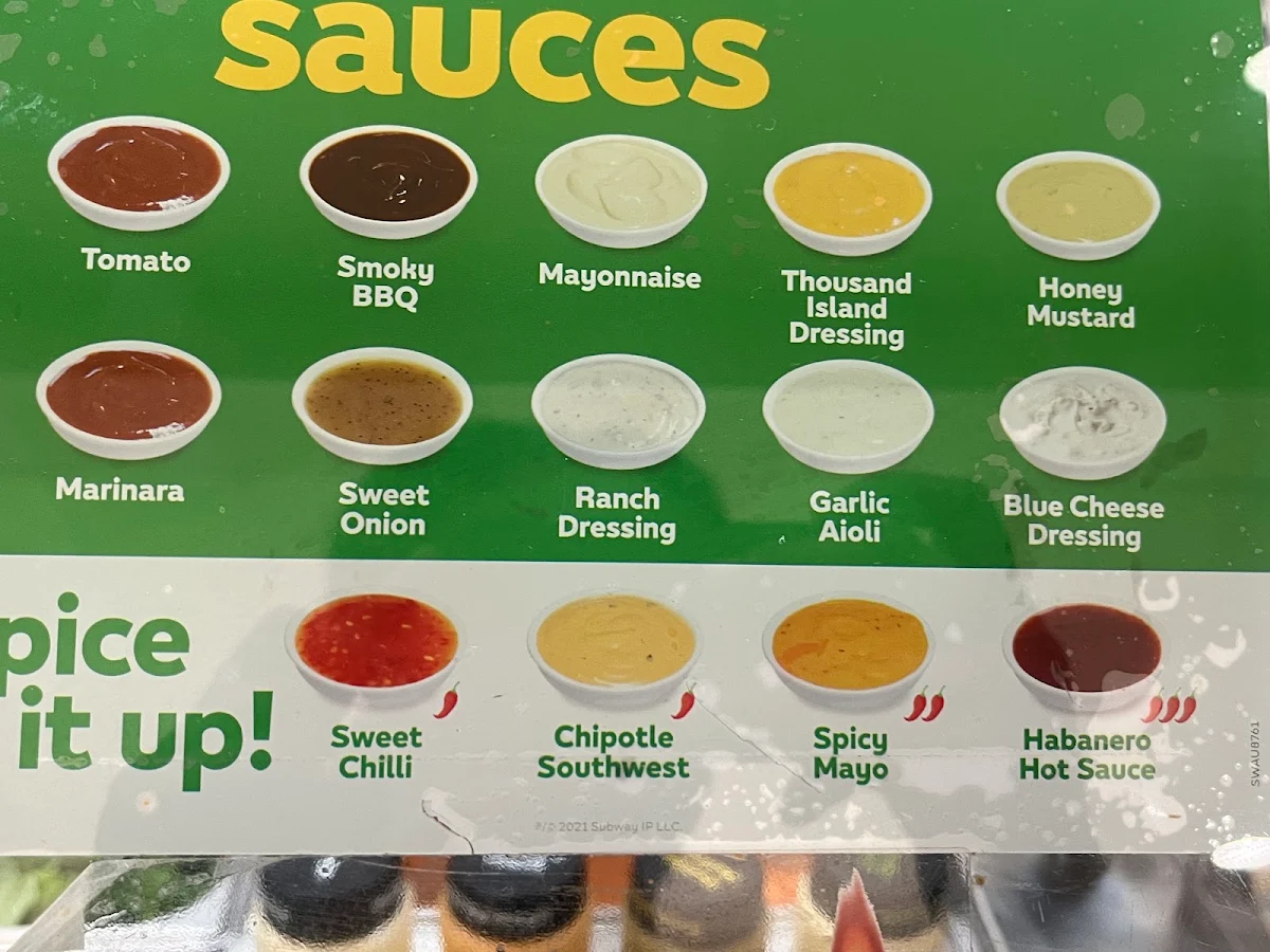 Menu, Subway