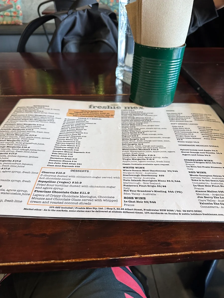 Menu, Freshie Mex - Freshwater