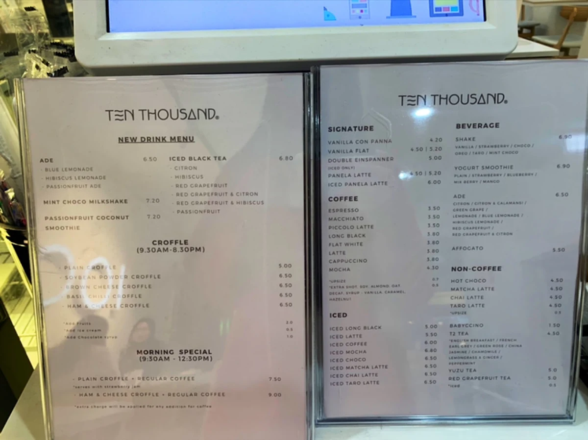 Menu, TEN THOUSAND Eastwood