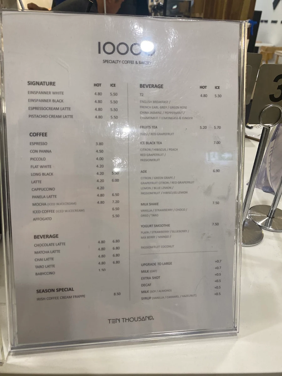 Menu, TEN THOUSAND Eastwood