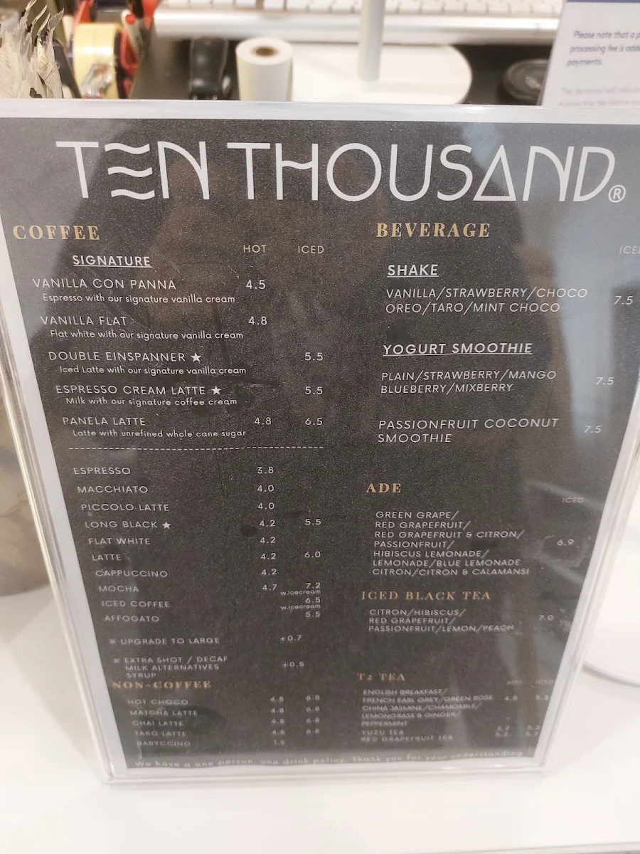 Menu, TEN THOUSAND Eastwood