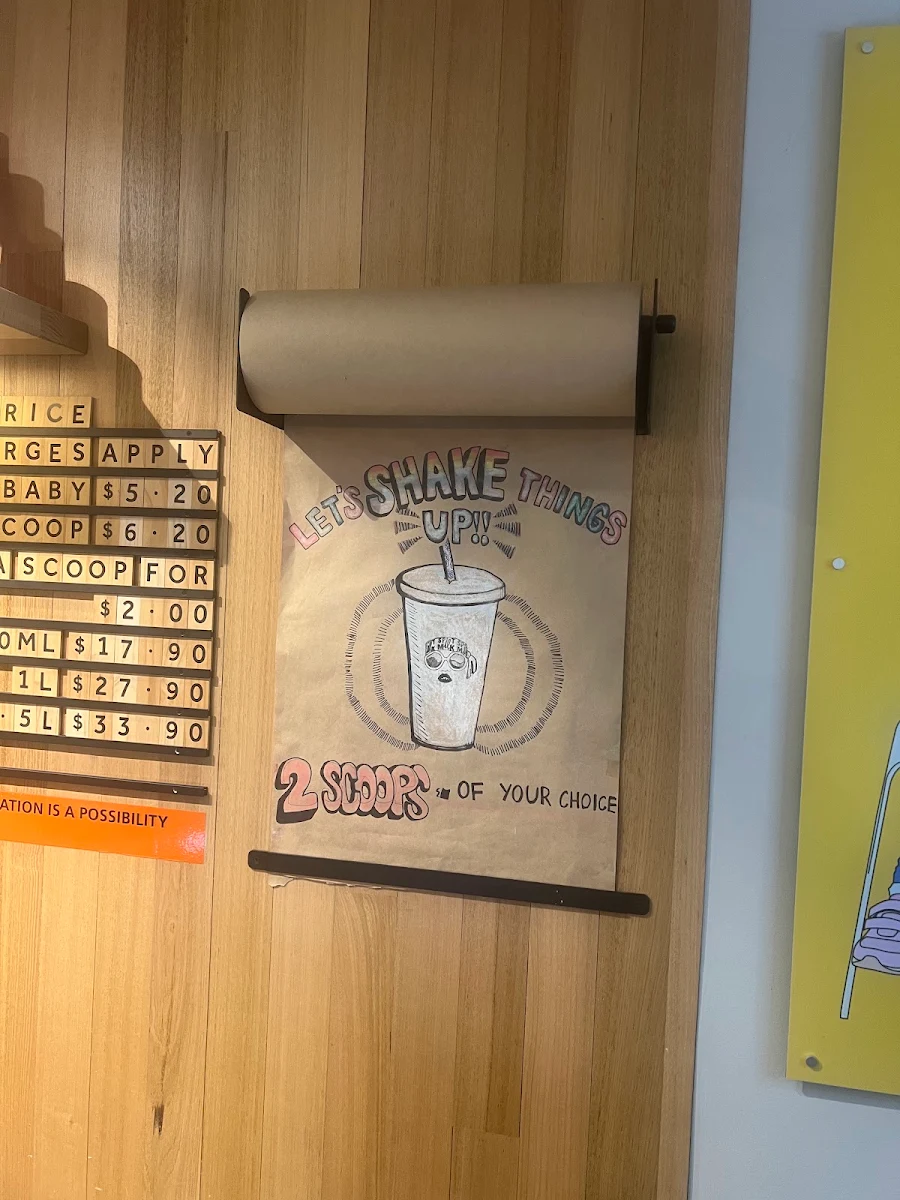 Menu, Holy Cow Gelato