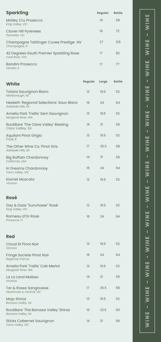 Menu, Two Johns Taphouse @ T2 Melbourne