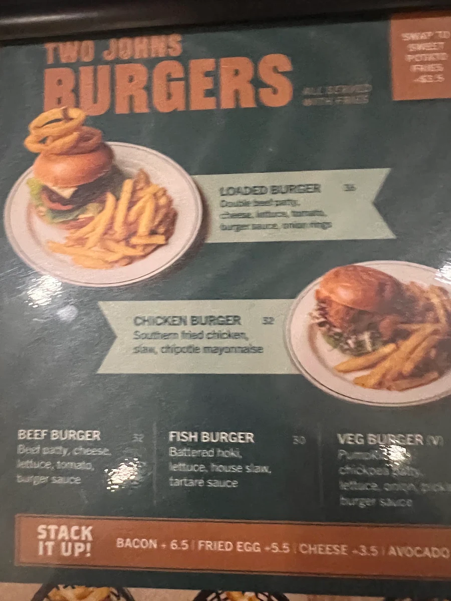 Menu, Two Johns Taphouse @ T2 Melbourne