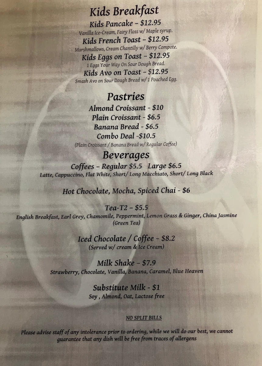 Menu, beach162 Restaurant, Cafe, Bar