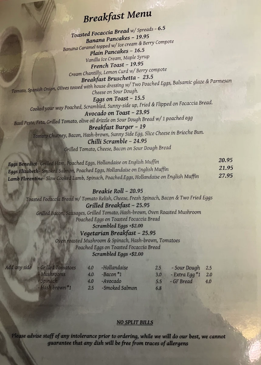 Menu, beach162 Restaurant, Cafe, Bar