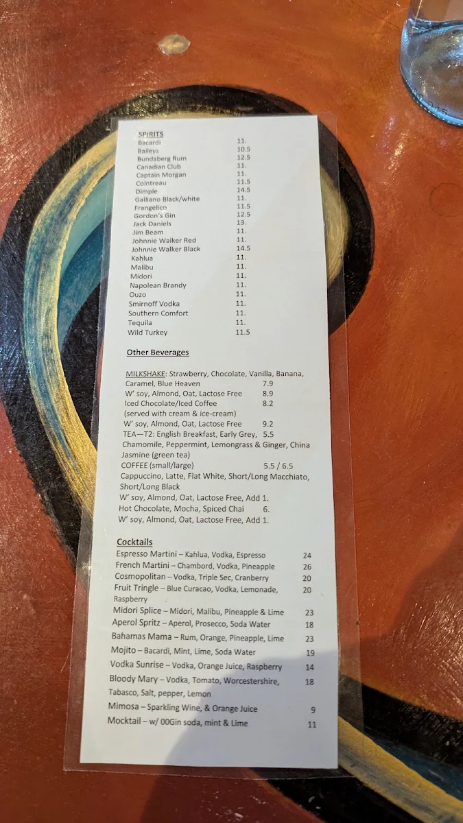 Menu, beach162 Restaurant, Cafe, Bar