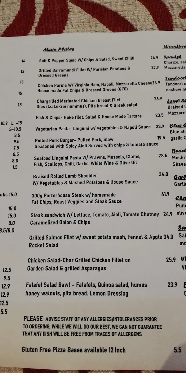 Menu, beach162 Restaurant, Cafe, Bar