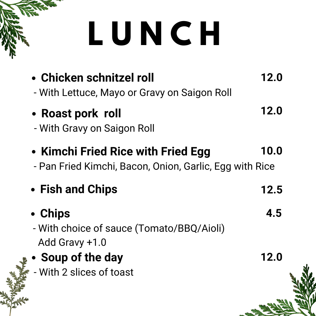Menu, Cafe 54