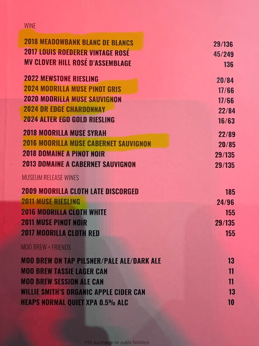 Menu, Faro Bar + Restaurant