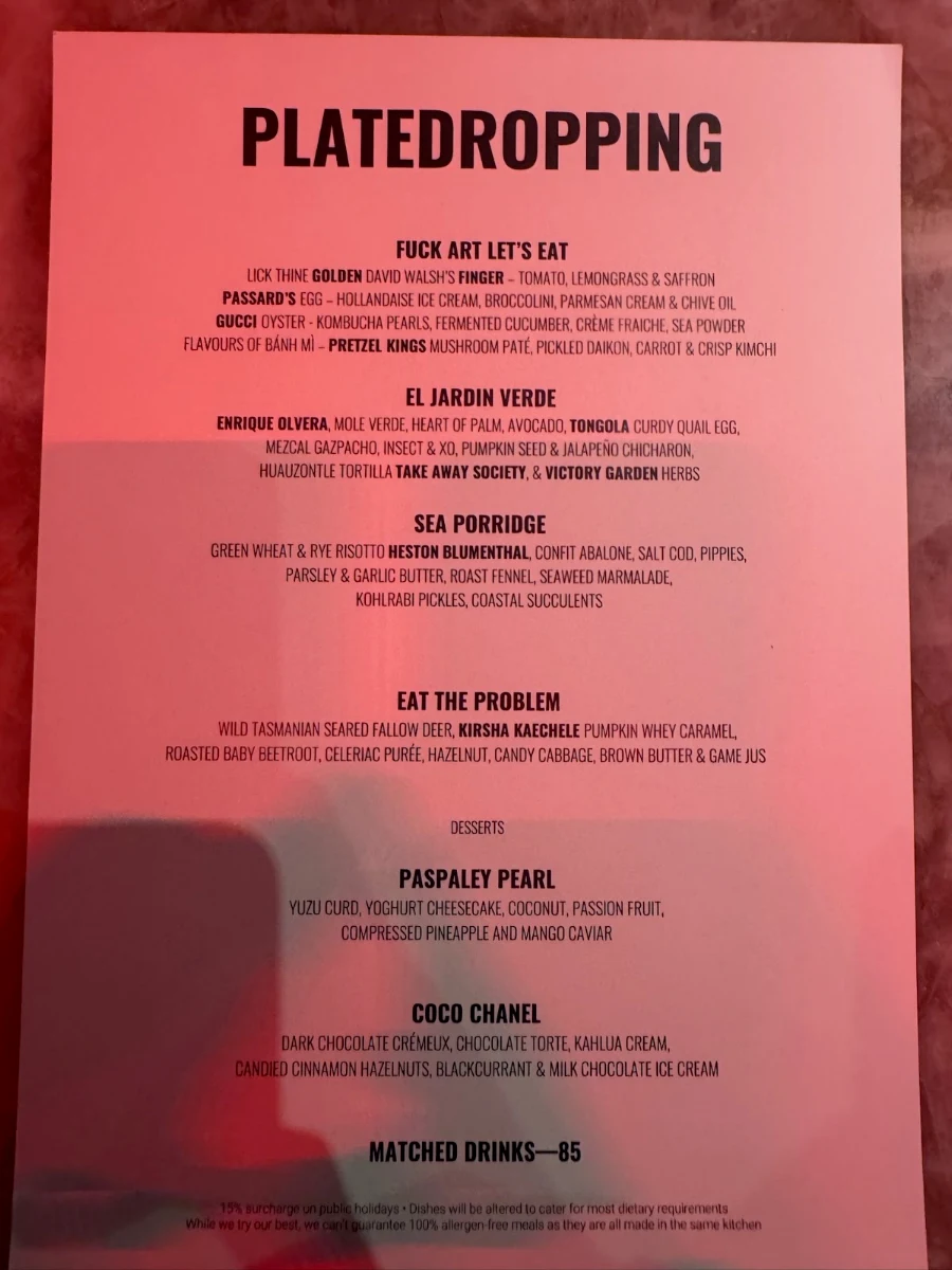 Menu, Faro Bar + Restaurant