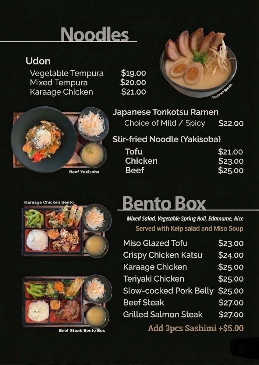 Menu, Izakaya Kura