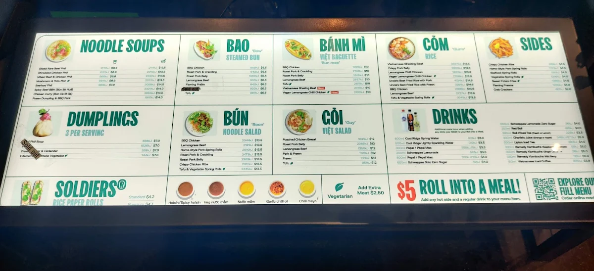 Menu, Roll'd Valley Metro