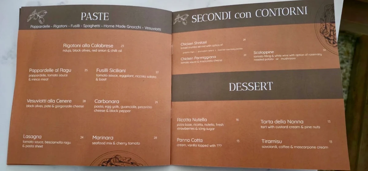 Menu, Antico Sapore