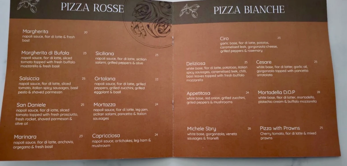 Menu, Antico Sapore