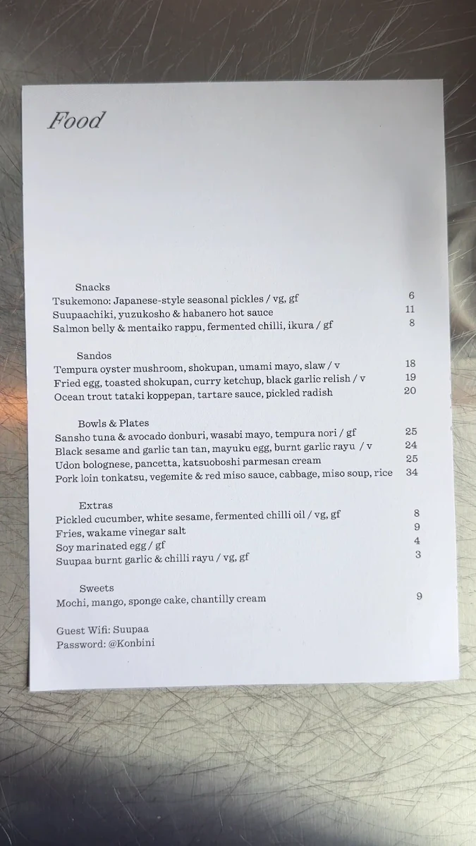 Menu, Suupaa