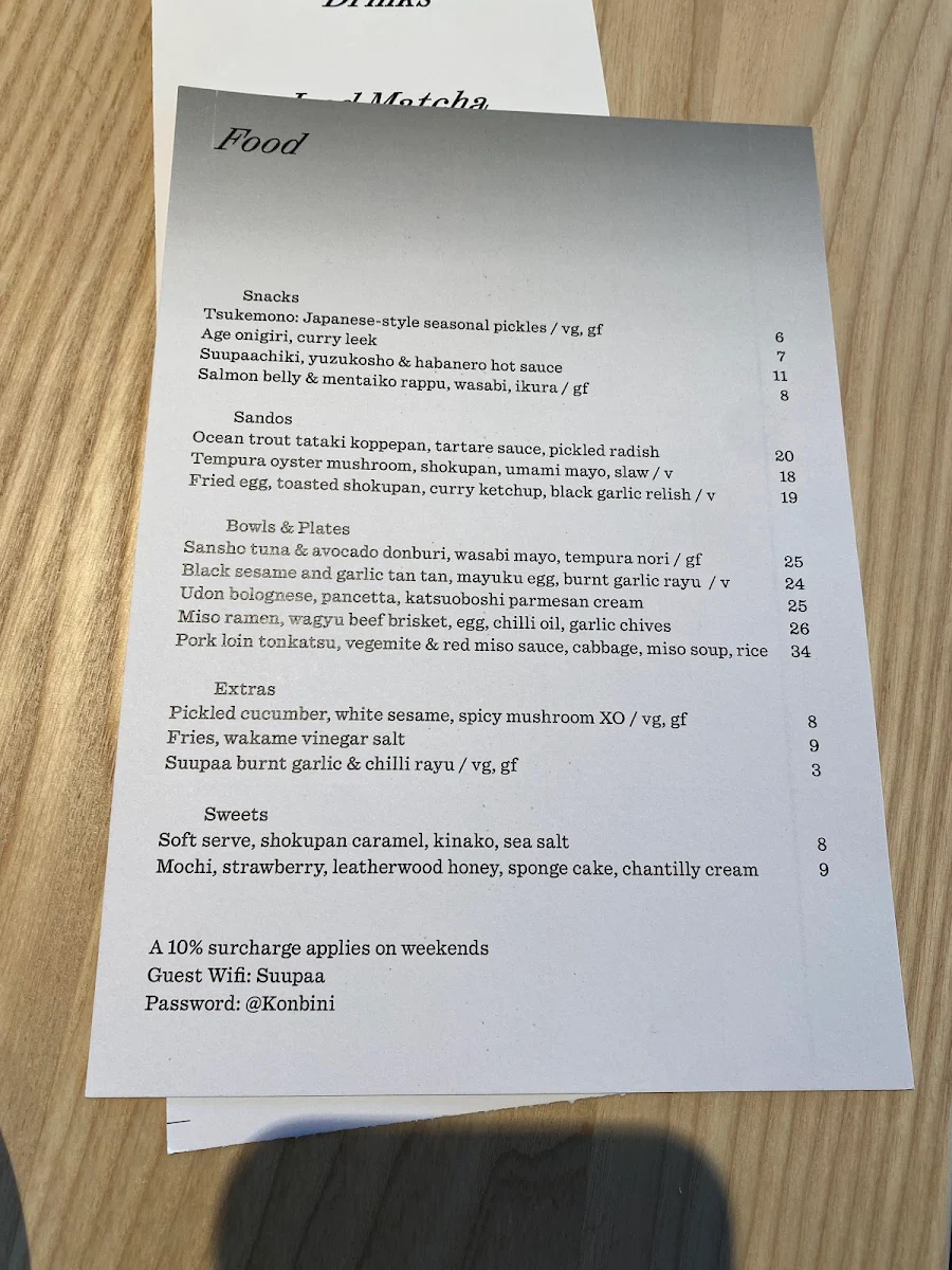 Menu, Suupaa