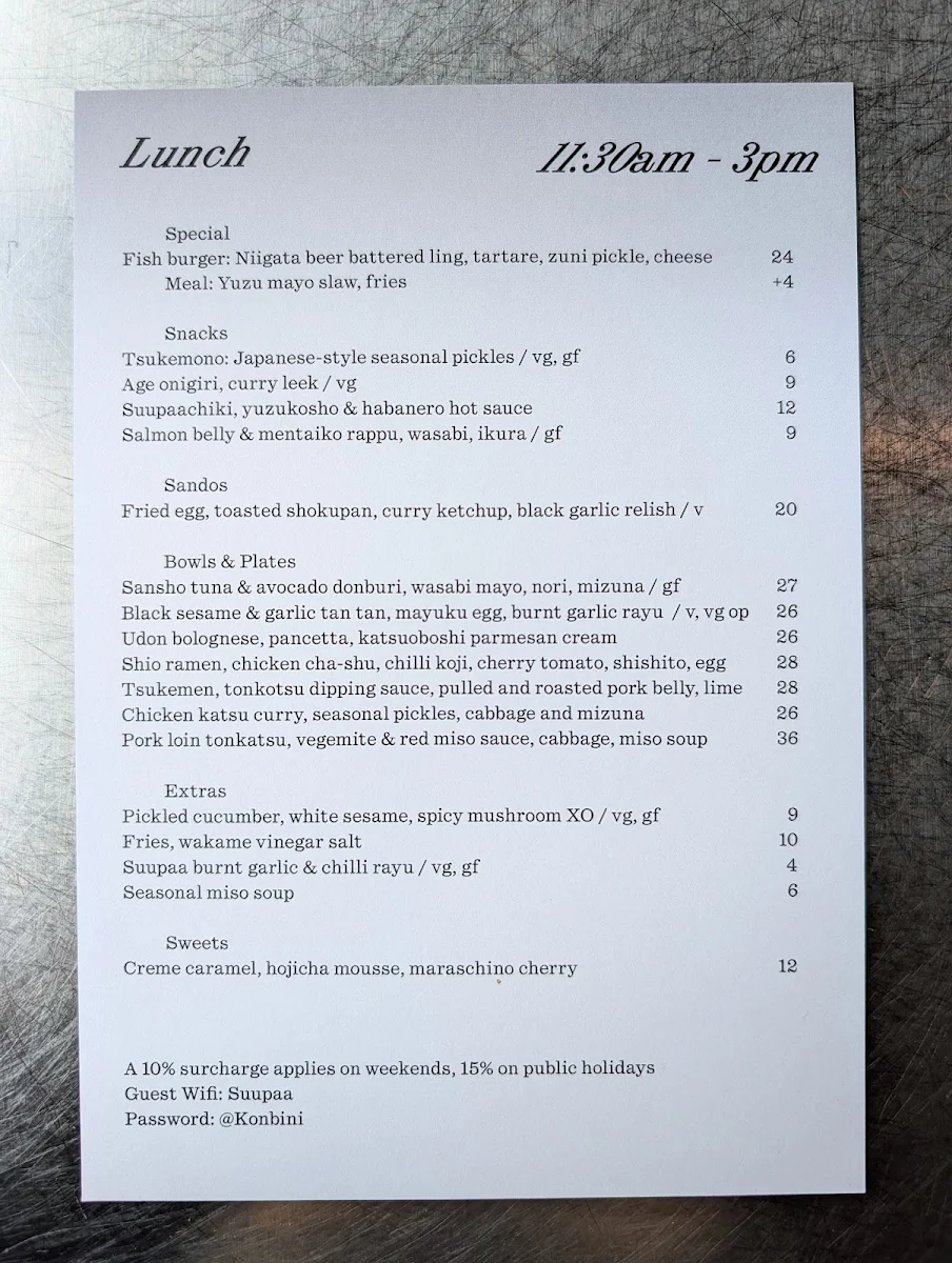 Menu, Suupaa