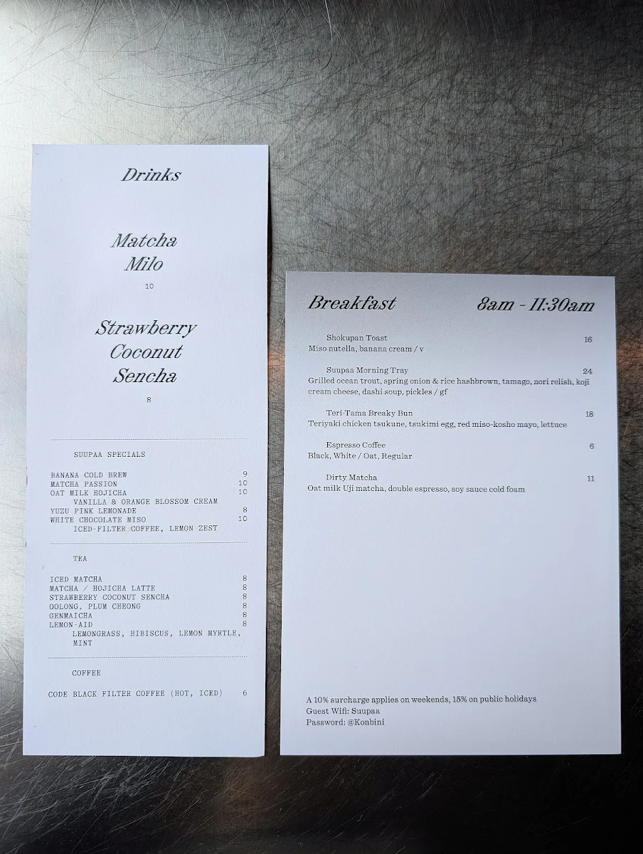 Menu, Suupaa