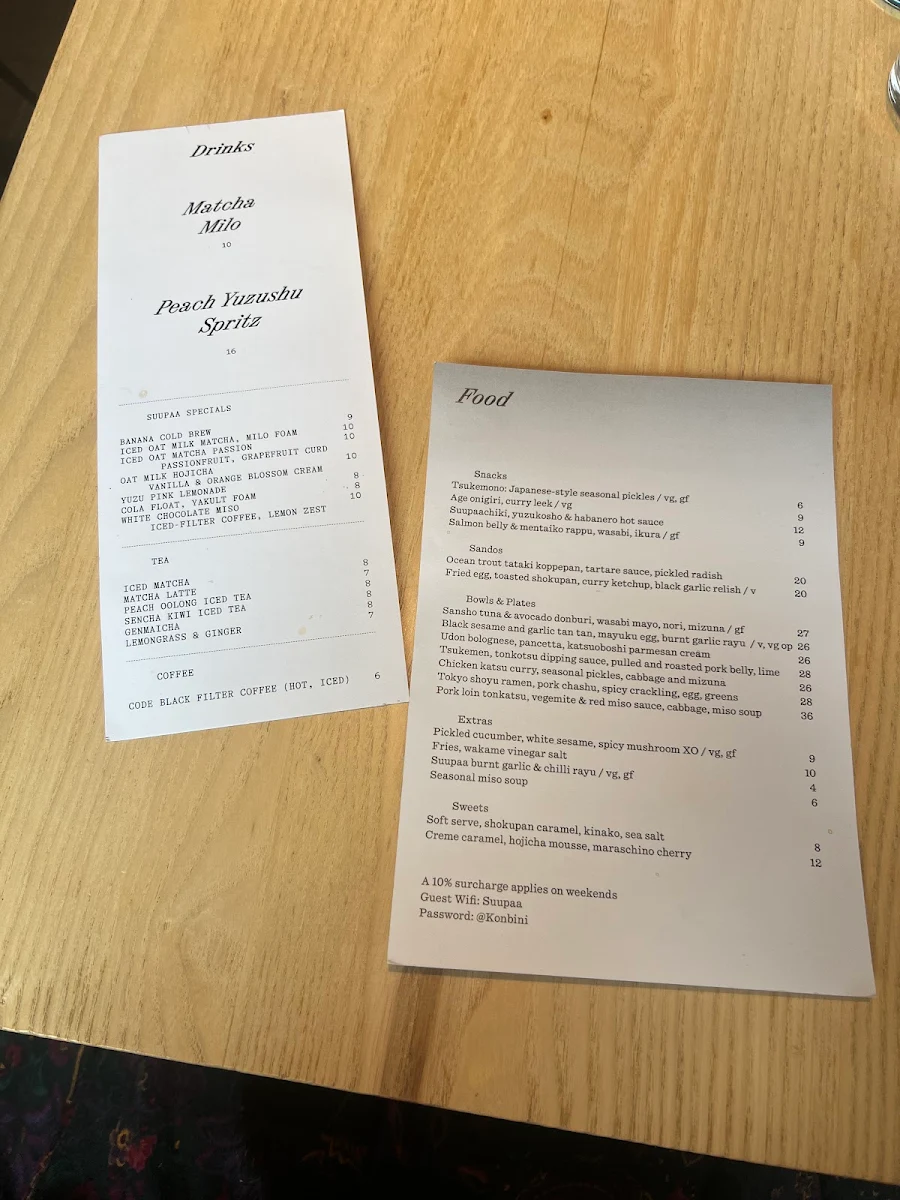 Menu, Suupaa
