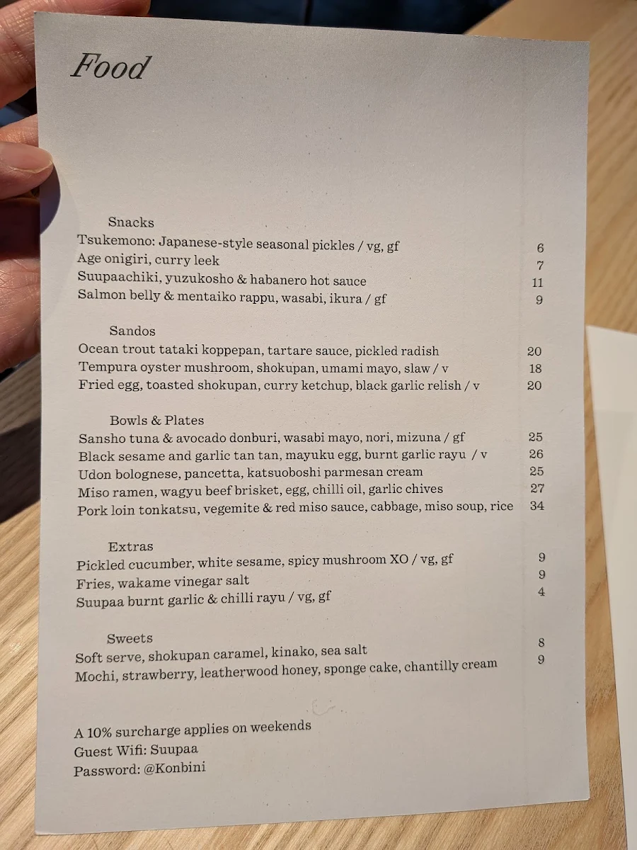 Menu, Suupaa