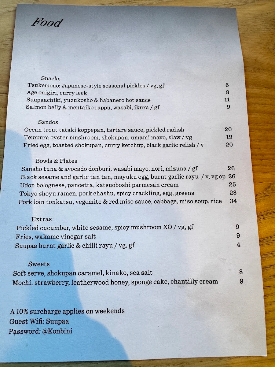 Menu, Suupaa
