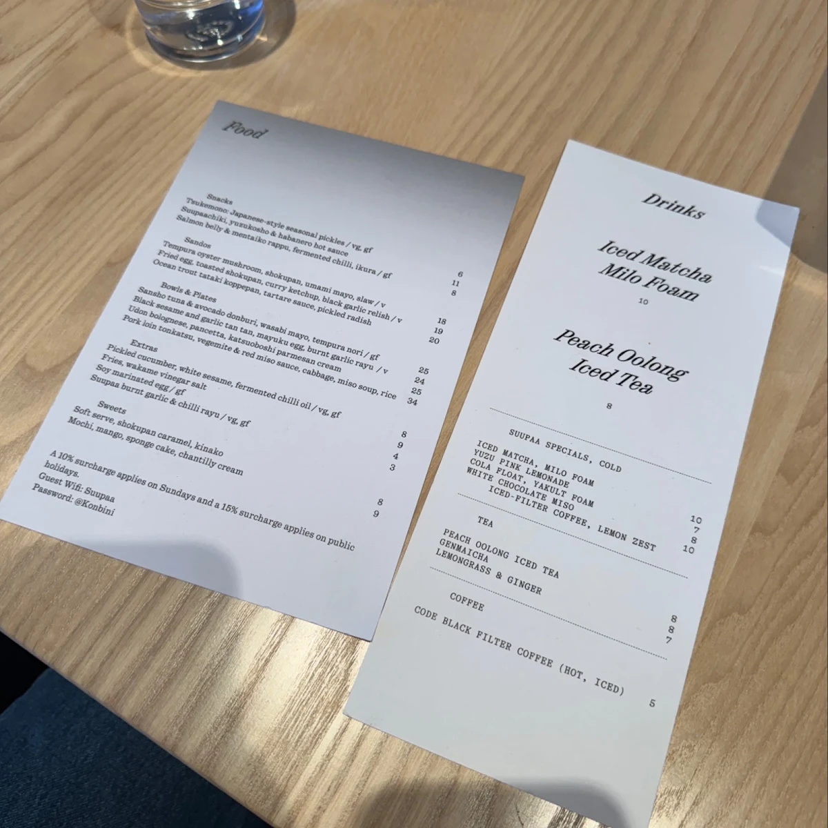 Menu, Suupaa
