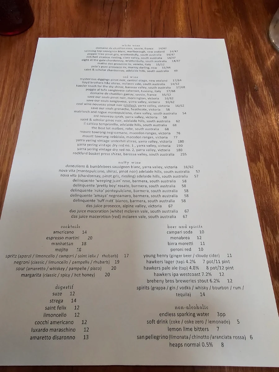 Menu, Joanne's Pizzeria