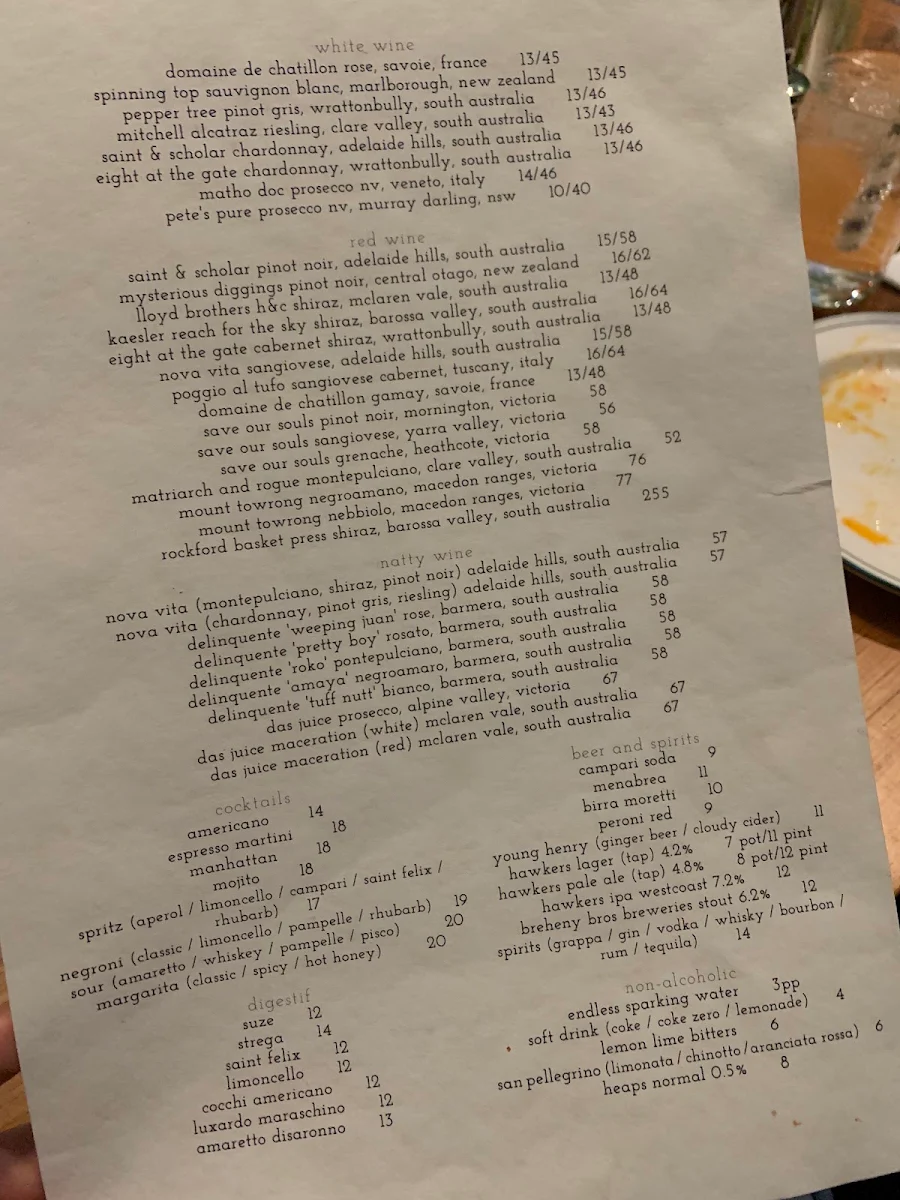 Menu, Joanne's Pizzeria