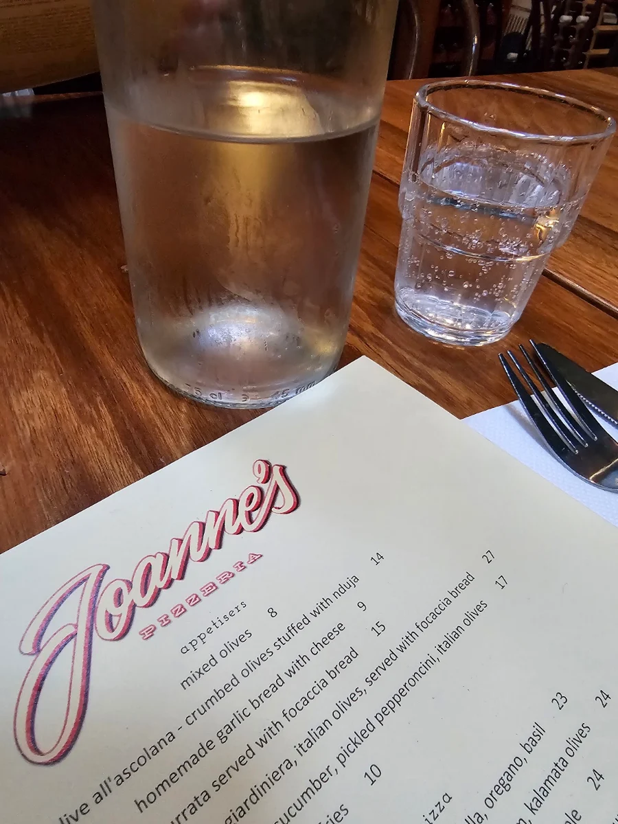 Menu, Joanne's Pizzeria
